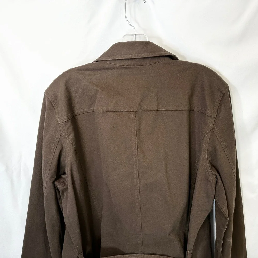 VTG Talbots Plus Size 18‎ Field Jacket Brown Cotton Utility Button Front 1801